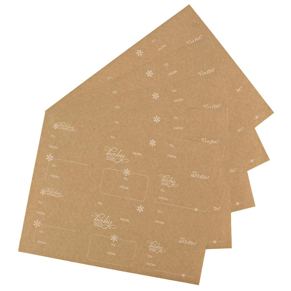 60 Kraft Christmas Holiday to & from gift tags